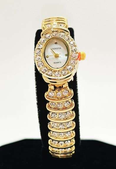 Ladies Geneva & Gemstone Watch, 18kt Yellow Gold Plated