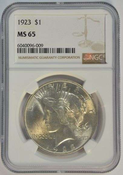 Gorgeous Gem BU 1923 Peace Silver Dollar. NGC MS65