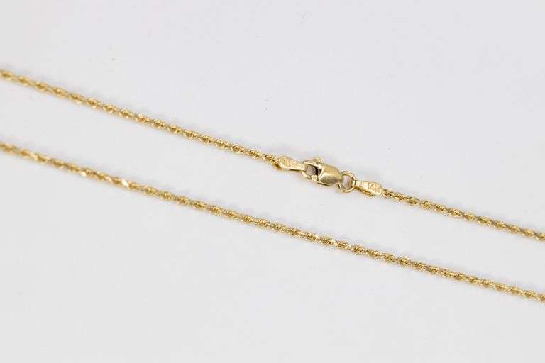 14k Yellow Gold Solid Diamond-Cut Rope Link Chain 1.6mm Necklace 16"