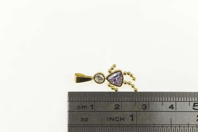14K Yellow Gold February Birthstone Baby CZ Charm/Pendant