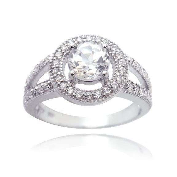 Created White Sapphire & CZ Ring in Sterling Silver