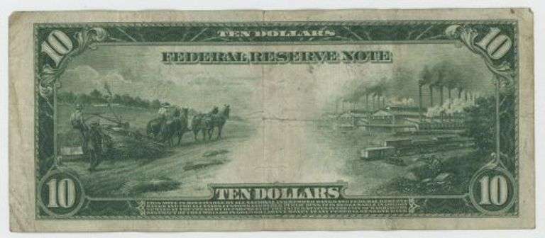 Series of 1914 Large Size $10 Federal Reserve Note (3-C)