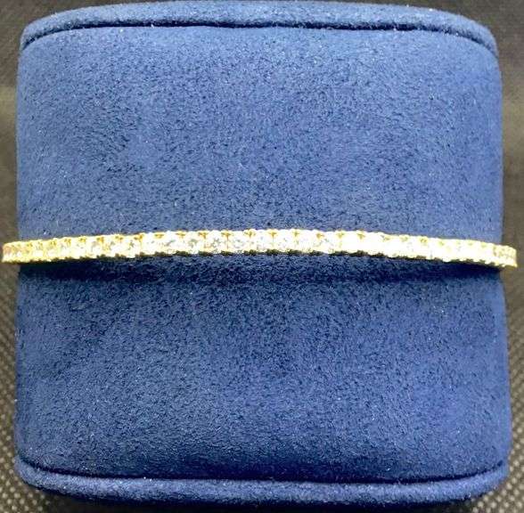 FANCY 14K YELLOW GOLD DIAMOND FLEXIBLE BANGLE BRACELET