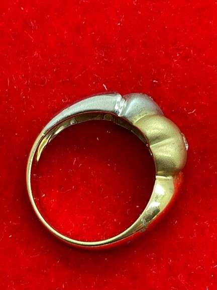 14K YELLOW AND WHITE GOLD LADIES HEART RING