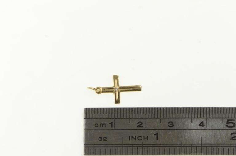 14K Yellow Gold Cross Diamond Christian Faith Symbol Charm/Pendant