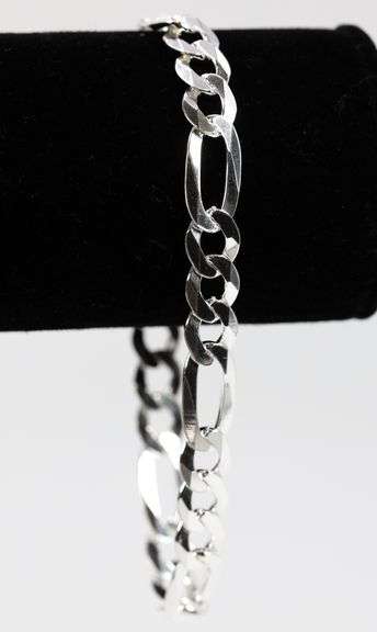 Men's 8mm Solid .925 Sterling Silver Flat Figaro Chain Link Italy Bracelet 8" inch