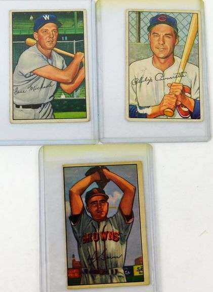3 Bowman 1952 Baseball Cards