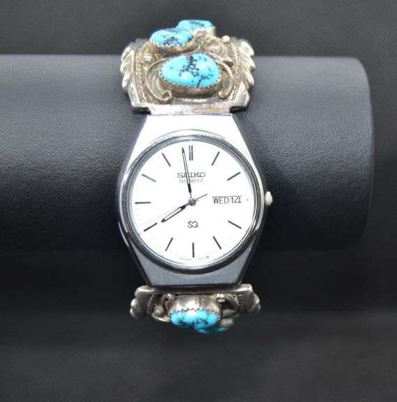 Authentic Les Baker Navajo AZ Turquoise SS Watch