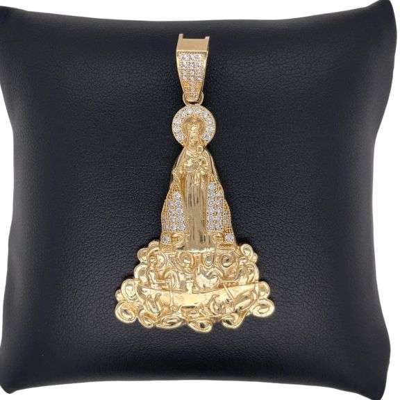 14K YELLOW GOLD SPARKLING RELIGION CHARM  NECKLACE