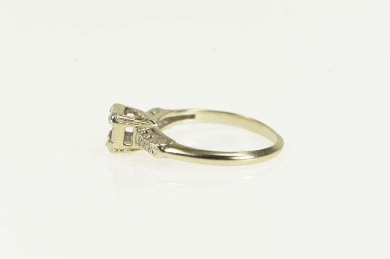 14K White Gold 1940's 3.8mm Diamond Engagement Setting Ring