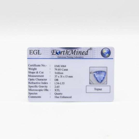 79.80 Ct EGL Certified Lab Swiss Blue Topaz Pendant
