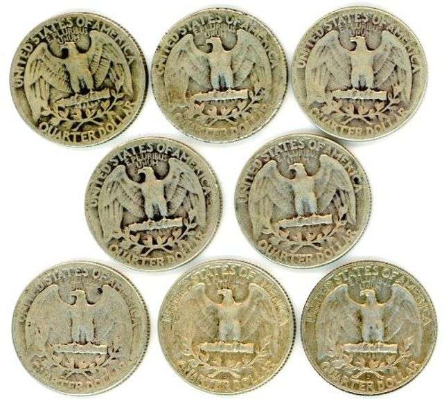 8 Different Silver Washington Quarters