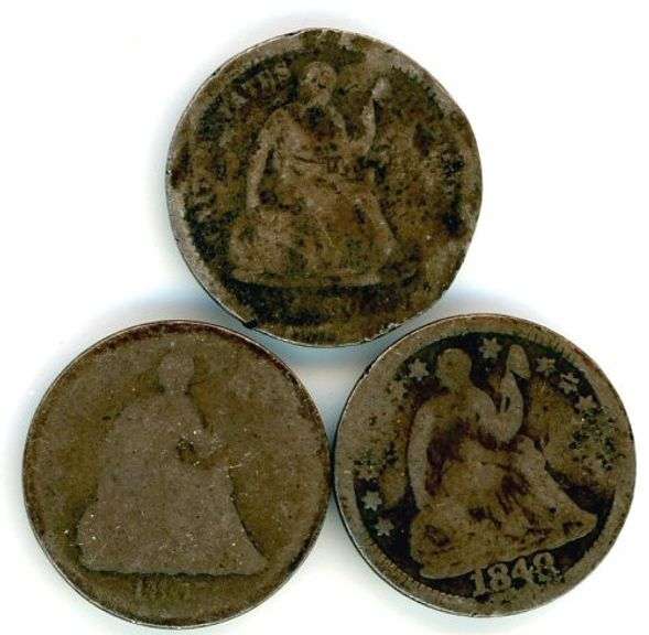 3 Different Silver Half Dimes