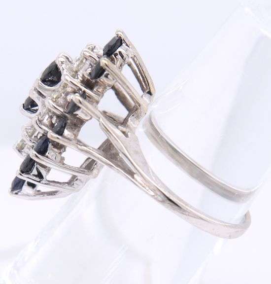 Favorite White Gold Diamond and Blue Sapphire Cocktail Ring