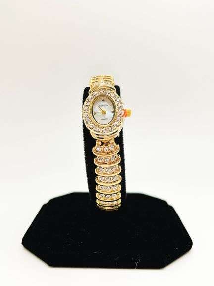 Ladies Geneva & Gemstone Watch, 18kt Yellow Gold Plated