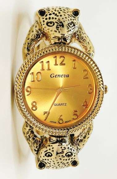 18kt GP Leopard Geneva Bangle Watch