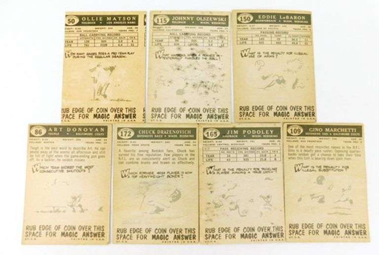 Lot of 7 Topps 1959 Football Cards