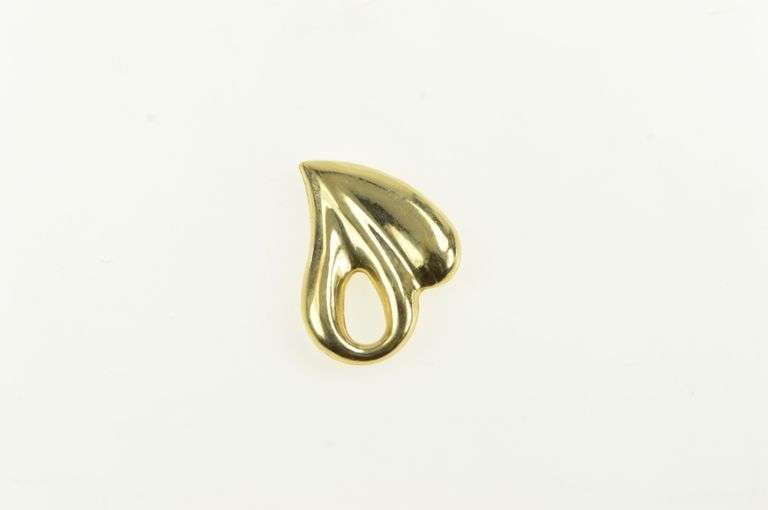 14K Yellow Gold Puffy Asymmetrical Heart Love Valentine Slide Pendant