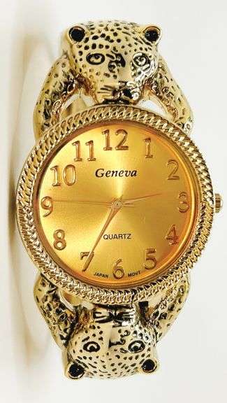18kt GP Leopard Geneva Bangle Watch