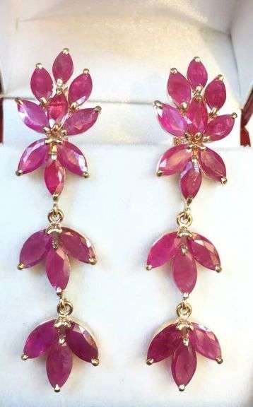 9.0 CARAT RUBY EARRINGS IN 14KT SOLID YELLOW GOLD