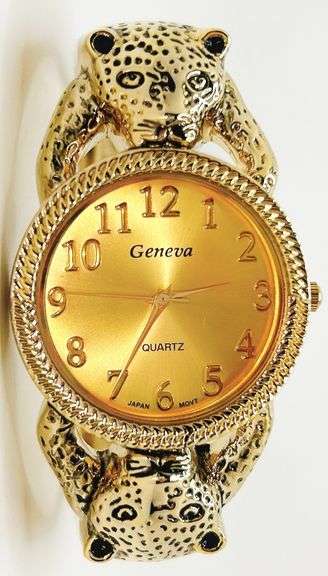 18kt GP Leopard Geneva Bangle Watch