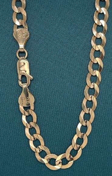 5MM 14K SOLID GOLD FLAT CUBAN LINK CHAIN WITH DIAMOND CUT DESIGN