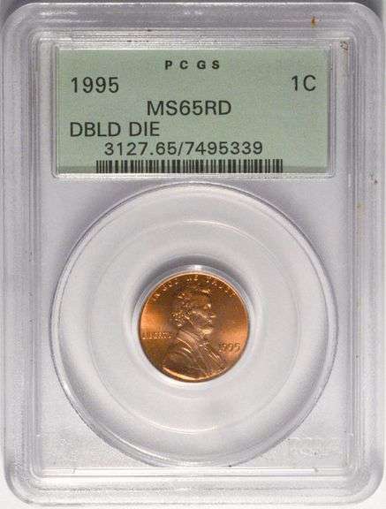 1995 Double Die Lincoln Cent PCGS MS65RD Old Green Holder