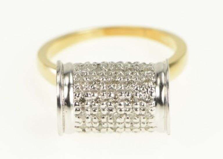 14K Yellow Gold 0.50 Ctw Diamond Pillar Column Statement Ring