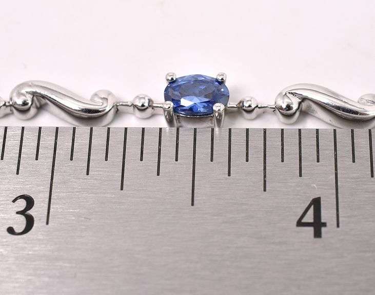 Blue Gemstone Fancy "S" Link Bracelet In Sterling Silver