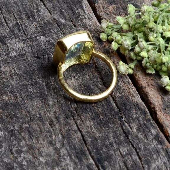 18 Kt Gold Plated 7 Ct Lab Swiss Topaz Ring
