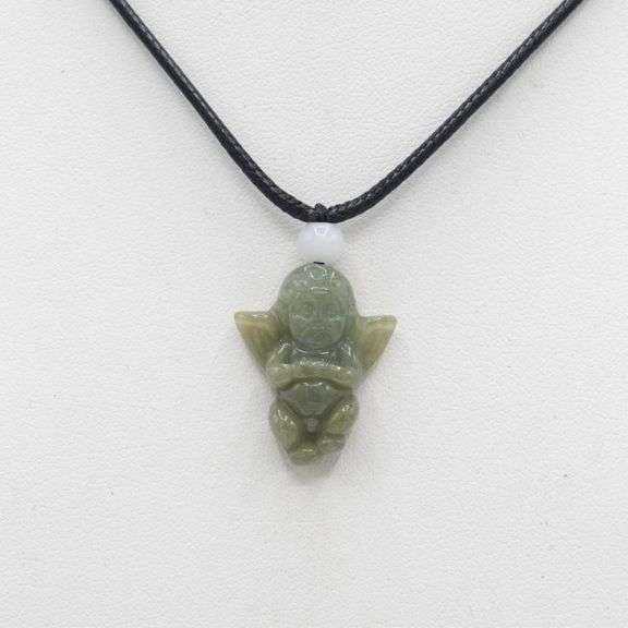 Natural 24.5 Ct Hand Carved Jadeite Angel Pendant