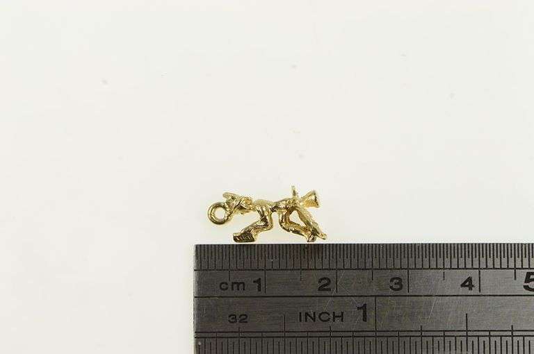 10K Yellow Gold 3D Sprite Gnome Reading Book on Mushroom Charm/Pendant