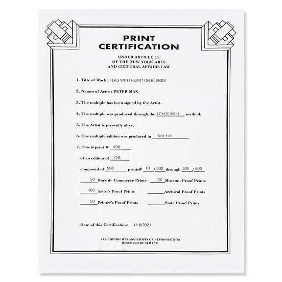 Flag with Heart on Blends by Peter Max