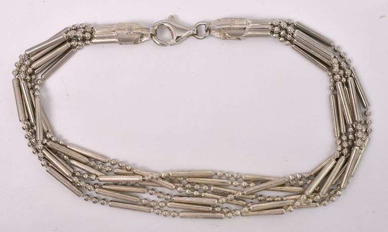 Silver Bead Bracelet In Sterling Silver