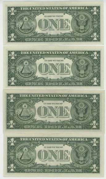 4 Gem Crisp Uncirculated 1957 Series $1 STAR Silver Certificates