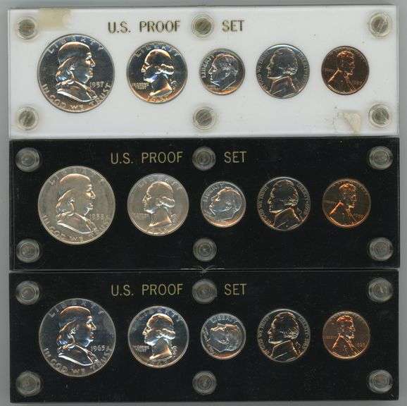 3 Diff. Gem 5-pc Proof Sets in custom holders