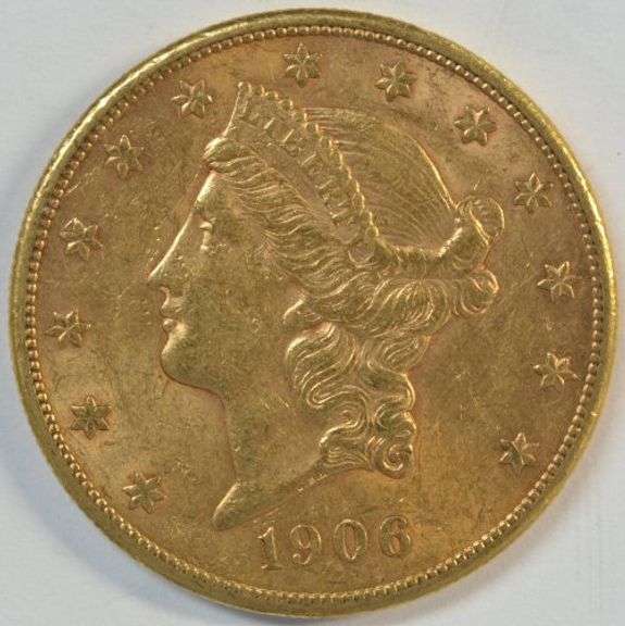 High end 1906-S US $20 Liberty Gold Piece. Better date