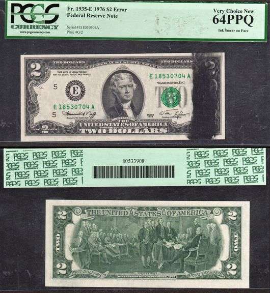 $2 1976 FRN Ink Smear Great Eye Appeal.  PCGS Very Choice New 64PPQ