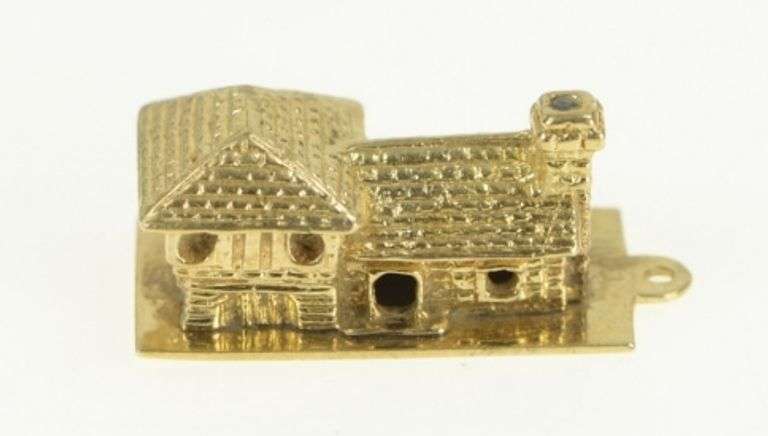 14K Yellow Gold 3D House Home Sweet Home Charm/Pendant