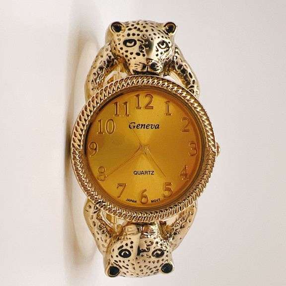 18kt GP Leopard Geneva Bangle Watch