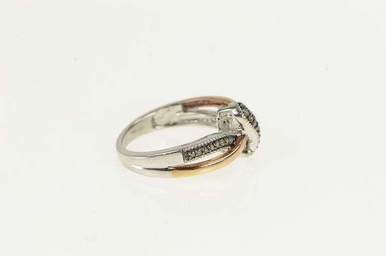 Sterling Silver Diamond Ornate Wavy Design Statement Band Ring
