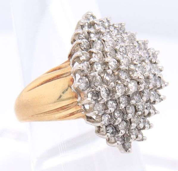 Dazzling Diamond Cluster Yellow Gold Ring