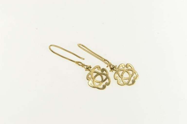 14K Yellow Gold Celtic Trinity Knot Vintage Dangle Earrings