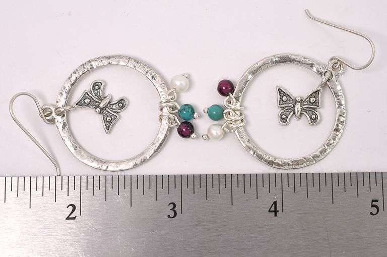 Multi-Gem Butterfly Earrings in Sterling Silver
