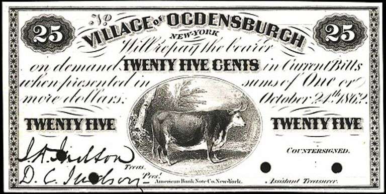Superb Crisp 1800's 25 Cent Proof Village Of Ogdensburgh New York!