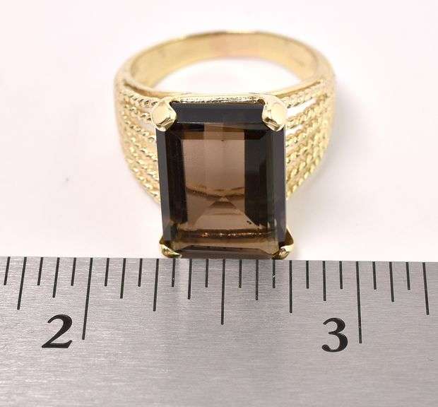 Fancy Smoky Quartz Ring In 14K Yellow Gold