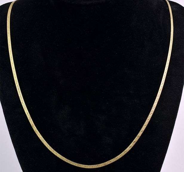 Vermeil Herring Bone Chain Necklace In Sterling Silver
