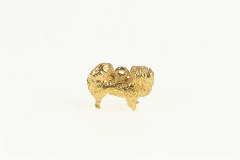 14K Yellow Gold 3D Dog Shih Tzu Puppy Pet Animal Charm/Pendant