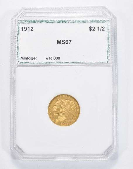 MS67 1912 $2.50 Indian Head Gold Quarter Eagle - Graded PCI