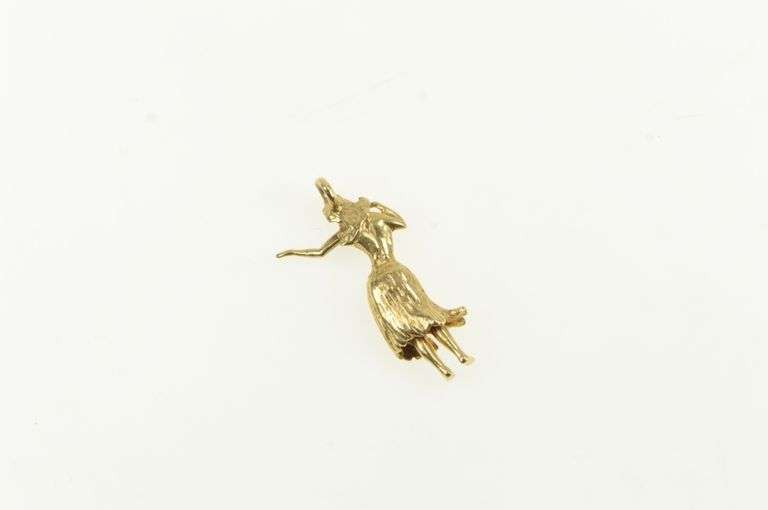 14K Yellow Gold Articulated Hawaii Hula Dancer Souvenir Charm/Pendant